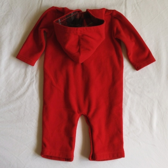 carter's red fleece moose hoodie jumpsuit 9 months - Picture 4 of 4